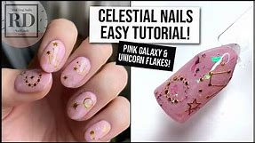 Celestial Nails - Pink Galaxy Unicorn Nail Art Tutorial! | xameliax