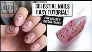 Celestial Nails - Pink Galaxy Unicorn Nail Art Tutorial! | xameliax