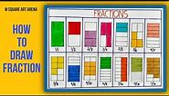 How to Draw Fractions | Easy Fraction Chart for Kids |Square Fractions Clip Art | Maths Activities