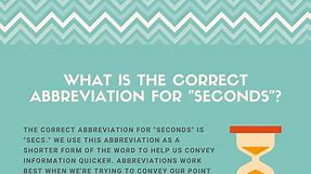 Correct Abbreviation For "Seconds" - Is It "s", "sec", or "secs"?