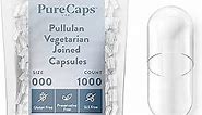PureCaps USA - Size 000 Empty Clear Vegetarian and Vegan Pullulan Pill Capsules - Fast Dissolving and Easily Digestible - Preservative Free with Natural Ingredients - (1,000 Joined Capsules)