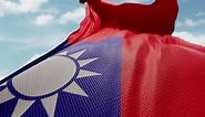 Wavy Flag of Taiwan Blowing in the Wind in Slow Motion Waving Official Taiwanese Flag Team Symbol