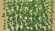 RECUTMS Artificial Ivy Fake Vines, 173 FT with 200 LED String Light, Greenery Garland Hanging Leaf Plants for Room Garden Office Wedding Wall Décor, 24 Pack