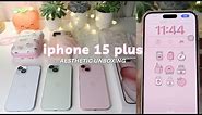 iphone 15 Plus Unboxing (Pink, Green, Blue)| Accessories + Aesthetic Setup 🍑🌸