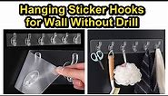Hanging Sticker Hooks for Wall Without Drill #hanginghooks #hooksforkitchen