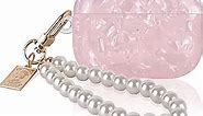 Glitter Case Compatible for AirPods Cover for Airpod Pro 2 2022 with Pearl Wrist Keychain Sparkle Bling Pretty Cute Soft TPU Protective Skin for Airpods Pro 2nd Generation for Women Girls Pink