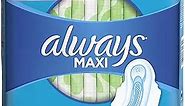 Always Maxi Feminine Pads For Women, Size 2 Long Super Absorbency, With Wings Unscented, 32 Count