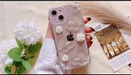 Faneiy for iPhone 13 Mini Case with Charm Chain Butterfly Flower 3D Cute Phone Case,Crystal Clear Shiny Case with Wrist Bracelet Pearl Shockproof for iPhone 13 Mini Case 5.4''