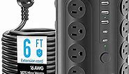 Power Strip Tower with 16 Outlets 5 USB Ports (2 USB C), ACOZVIN Surge Protector with 6 FT Extension Cord, 1875W Multi Outlet Tower Charging Station for Home Office Desk Essentials