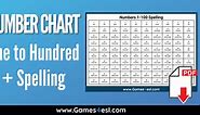 One To Hundred Spelling | Numbers Chart With Free PDF Poster | Games4esl