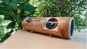 How to make a diy bluetooth speaker using bamboo.((with subwoofer inside))