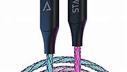 Statik Light Up Charger Cable - GloBright Braided LED Charging Cable, Glowing Super Fast Charging 100W Light Up Cable, Data Transfer, Lighted Phone Charger Cord - 6FT/2M, Type USB C to USB C