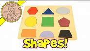 Learn Shapes and Colors Wood Puzzle - Circle, Triangle, Pentagon, Square, Oval, Trapezoid