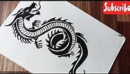 How to draw a dragon tattoo || tribal tattoo design