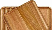 6 Pcs Acacia Wood Square Plates 10" Wooden Plates Serving Trays for Meal Dishes Snack Dessert Easy Cleaning and Lightweight