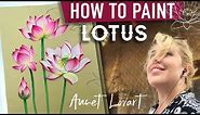 How To Paint LOTUS Flower | Acrylic Painting Tutorial For Beginners | step by step