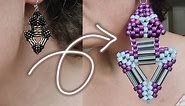 Geometric beaded triangle earrings tutorial with BIG BEADS