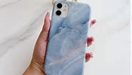 Qokey Compatible for iPhone 11 Case,Cute Marble Case for Girls Women Glossy Pattern Soft Bumper Lightweight Slim Fit TPU Shockproof Phone Cover for iPhone 11 6.1",Grey Blue Marble