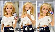 DIY Barbie Doll Apple IPhone 12 Pro! How to Make Realistic Mini IPhone + Free Printable!