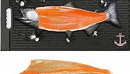 Fish Fillet Mat with Fish Measuring Sticker Portable Fish Cleaning & Cutting Board Grips Fish for Easy Filleting, Large 14"x28"