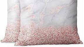 Beabes Throw Pillow Covers Sparkly Pink Rose Gold Glitter Marble Texture Set of 2 Decorative,Soft Square Cushion Pillowcase for Couch Sofa Bed 18X18 Inch/45X45 Cm