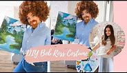 DIY Bob Ross Halloween costume and I followed a Bob Ross painting tutorial