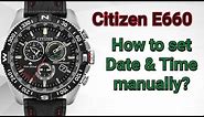 How to set Time & Date Citizen Eco Drive AT E660 Radio Controlled WR200?