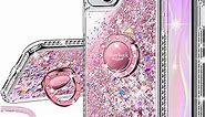 Silverback for iPhone 13 Case with Ring Stand, Women Girls Bling Holographic Sparkle Glitter Cute Cover, Diamond Ring Protective Phone Case for iPhone 13 6.1'' - Pink