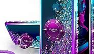 Silverback for iPhone SE Case 2022/2020, iPhone 8/7 Case, Moving Liquid Holographic Sparkle Glitter Case with Kickstand, Bling Bumper Ring iPhone SE3/2 iPhone 8/7 Case for Girls Women -Purple