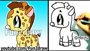 How to Draw a Cartoon Giraffe - Cute Drawings - Fun2draw | Online Art Classes
