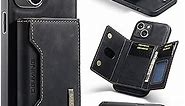 SZHAIYU Leather Wallet Phone Cases Compatible with iPhone 15 Plus Case with Card Holder Men 6.7'' 2 in 1 Detachable Back Cover (Black, IP 15 Plus)