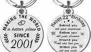 22nd Birthday Gifts for Women Men, 22 Year Old Birthday Keychain, Born in 2002 Gifts, 2002 Birthday Decorations
