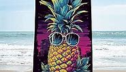So Cool Pop Pineapple Beach Towel Cotton - Customize with Name Luxury Bath Pineapple Towel Decorative Towels for Bathroom Spa Oversized Bath Towel Super Soft Kids Towel with Pineapple Size 30x60