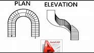 HOW TO MAKE U-SHAPE SPIRAL STAIRS ELEVATION IN AUTOCAD