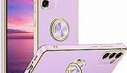 Miss Arts for Samsung Galaxy A54 5G Case, Ring Holder Stand Luxury Bling Electroplated Phone Case with Strap, Cute Soft TPU for Galaxy A54 5G Cover for Women Girls, Purple