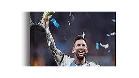 Lionel Messi Poster, Canvas Messi Argentina Wall Art, Leo Messi Soccer Posters for Boys Bedroom, Fifa World Cup Poster Argentina Messi Memorabilia (World Cup Argentina No 17, 15" x 22" - Ready to Hang)