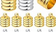 50pcs Brass Cord End Caps Glue-in Barrel End Caps Fasteners Necklace Cord Tassel Leather Cord Ends Terminators Clasps for DIY Bracelet Crafts Jewelry Making, Golden, Silver