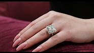 Barbara 8 Carat Princess Cut Halo Diamond Engagement Ring in 18k White Gold