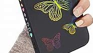 Case Compatible with iPhone XR, Fashion Gold 3D Butterfly Pattern iPhone XR Protective Cover, Soft Liquid Silicone Shockproof iPhone XR Case for Girls & Women-Black
