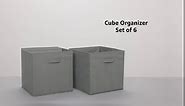NEATERIZE Fabric Storage Cubes for Cube Organizer - 6 Pack Heavy Duty Grey Storage Bins - 13 Inch Cube Storage Bin, Use As A Clothes Storage Box In Closet, Baskets For Shelves or Cubbies Storage bins