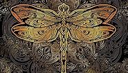 Feelyou Dragonfly Upholstery Fabric, Ornamental Dragonfly Printed Fabric by The Yard, Luxury Boho Mandala Decorative Fabric for Upholstery and Home DIY Projects, Outdoor Fabric, 1 Yard, Golden Black
