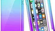 iPod Touch 7th 6th 5th Generation Case, Ruky iPod Touch 5 6 7 Full Body Case with Built in Screen Protector Soft TPU Shockproof Bumper Protective Clear Girls Case for iPod Touch 5 6 7 (Teal Purple)