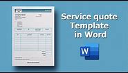 How to Create Service quote Template in Microsoft Word