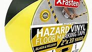 XFasten Hazard Warning Safety Striped Tape, Black and Yellow, Waterproof, 2-Inch x 33-Yards, High Visibility Warehouse Caution Stripe Adhesive Rolls Barricade Tape for Walls, Stairs, Aisles, Floors