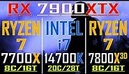 RYZEN 7 7700X vs INTEL i7 14700K vs RYZEN 7 7800X3D || PC GAMES TEST ||