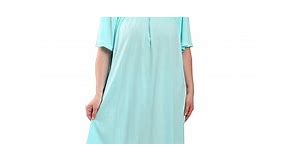 FEREMO 100% Cotton Nightgowns for Women Plus Size Neckline Embroidery Comfy Sleepwear