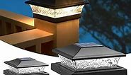 APONUO Solar Post Cap Lights,Deck Post Lights Solar Powered 2 Color Mode Outdoor Waterproof for Fence Post Caps 4x4,6x6 Wood&4x4 Vinyl Deck Post Caps,Black,6 Pack