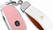 HIBEYO Key Fob Cover for Mercedes Benz E-Class E200 E300 E320L 2017 up S-Class S320L S550E 2018up Key Case Holder Protection Cover Accessories with Keychains-Light Pink