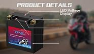 Lithium Motorcycle Battery 12V Lithium Powersport Battery with Smart Battery Management System and LCDs, LiFePO4 Engine Start Battery Starting Batteries for Motorcycles and ATVs (YTX5L-BS 3AH 300CCA)