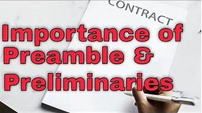 Construction contracts UK / Globally: Importance of Preamble and Preliminaries in contract documents